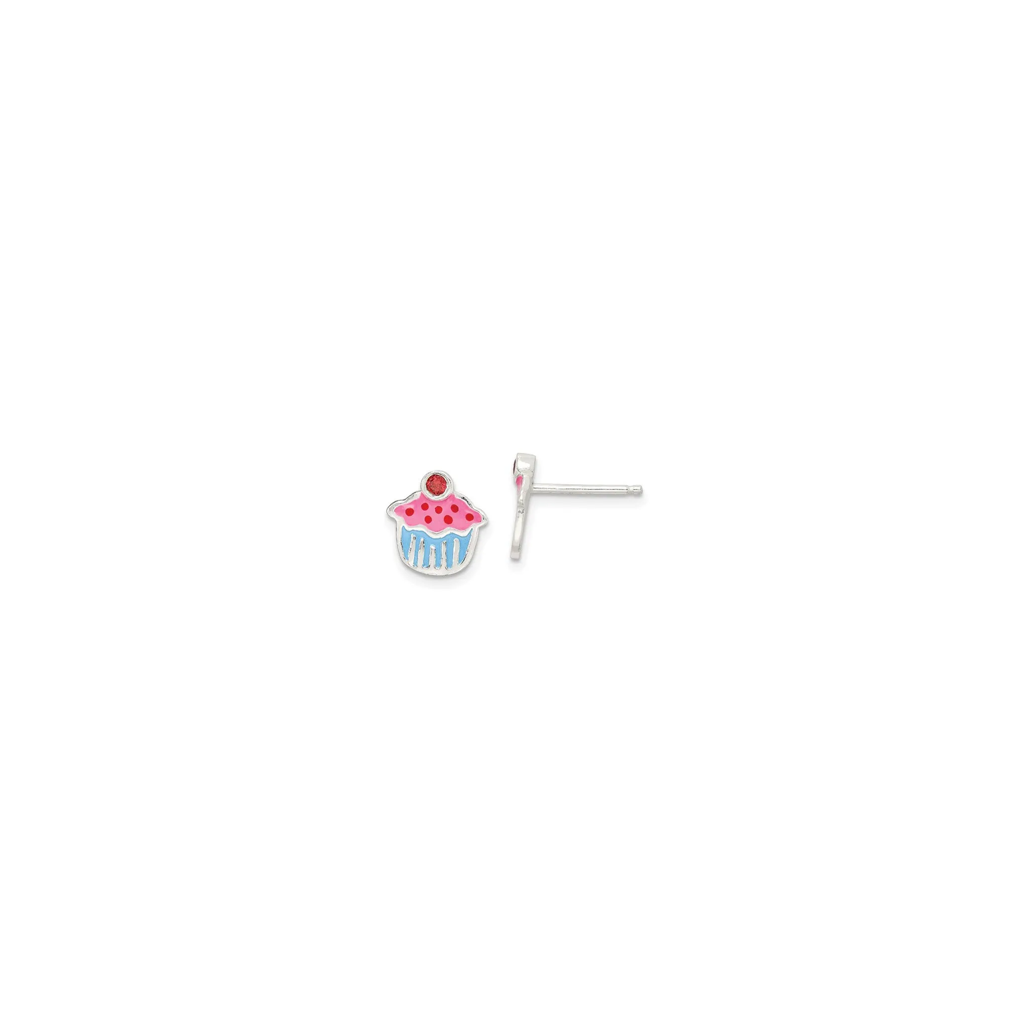 Garnet Cupcake Stud Earrings (Silver)