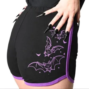 Purple Bat Outline Black Running Lounge Shorts S-M-L-XL-2XL-3XL NWT