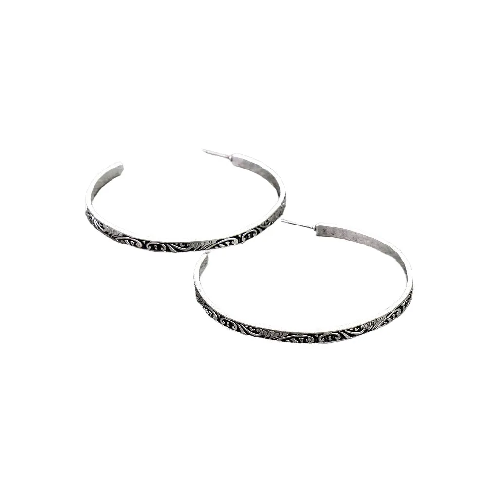 SOUTHWEST ENGRAVED HOOP EARRINGS